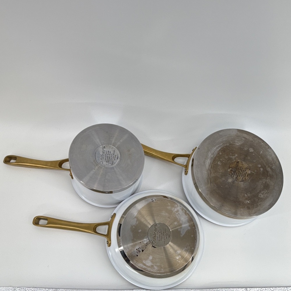 Cuisinart High Impact Bonded Base Induction 3-Pc Saucepan Set White/Gold lids - Picture 3 of 12